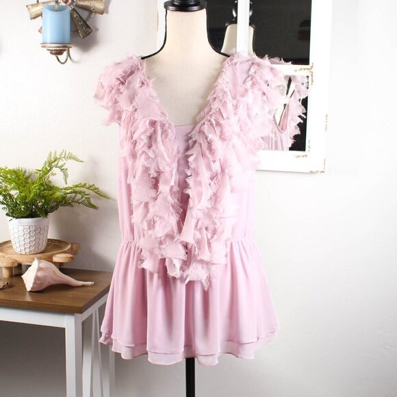 Amadi Chic Ruffle Sleeveless Top Size Large - Picture 1 of 6